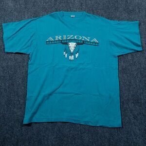 Vintage Arizona T Shirt XL South Western Aztec‎ Bottom Single Stitch Turquoise